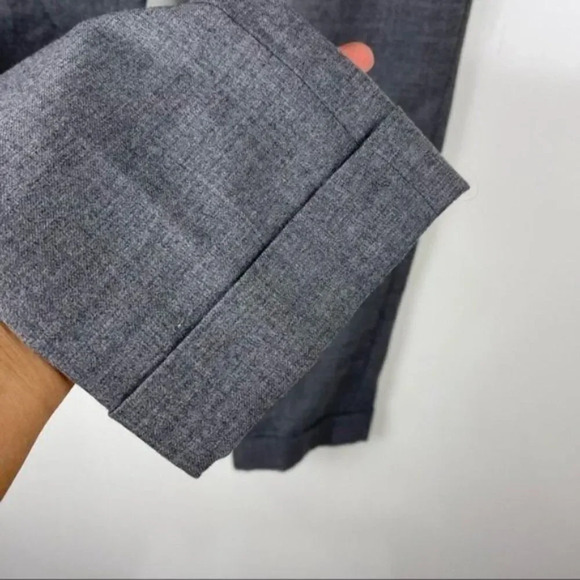 Club Monaco Grey Wool Blend Slim Straight Trouser Pants Cuffed Hem Sz 00 - Picture 6 of 9